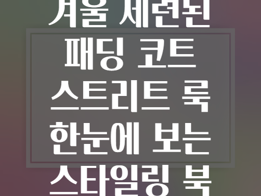 겨울 세련된 패딩 코트 스트리트 룩 한눈에 보는 스타일링 북