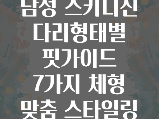 남성 스키니진 다리형태별 핏가이드 7가지 체형 맞춤 스타일링