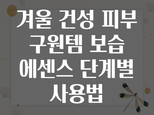 겨울 건성 피부 구원템 보습 에센스 단계별 사용법